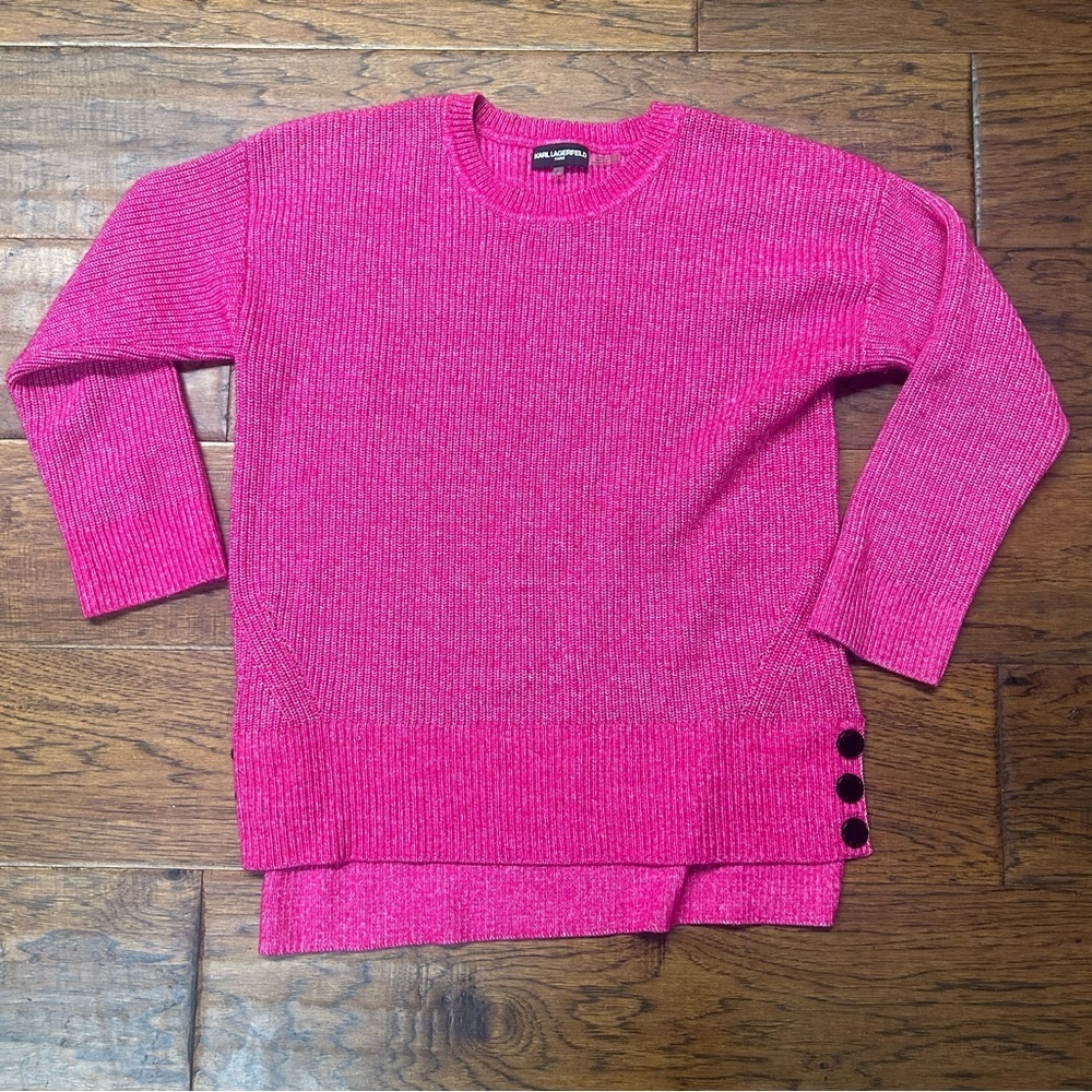 Karl lagerfeld Paris Button Detail Knitted Cotton Blend‎ Sweater